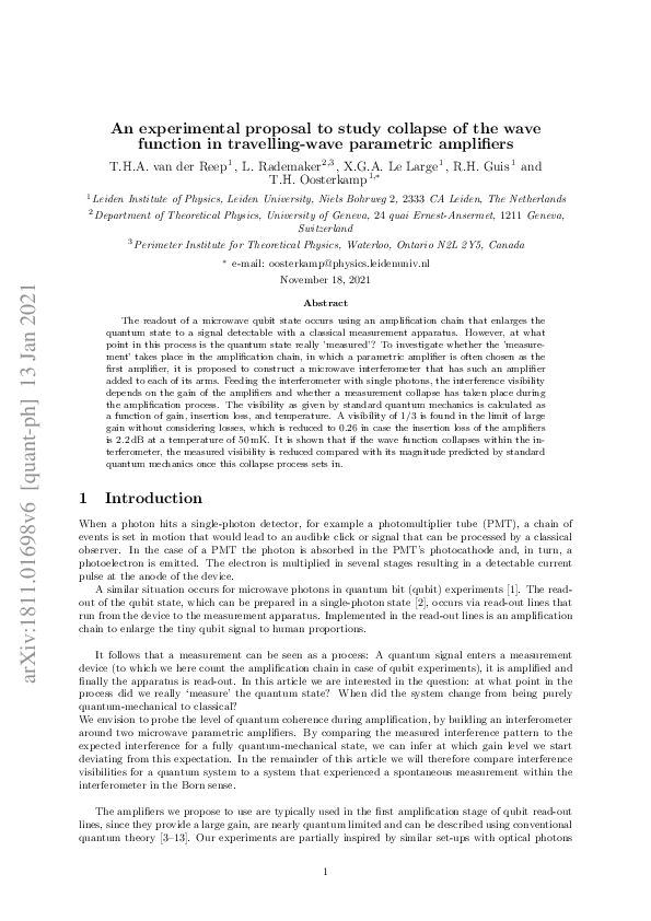 (PDF) An experimental proposal to study collapse of the wave function ...