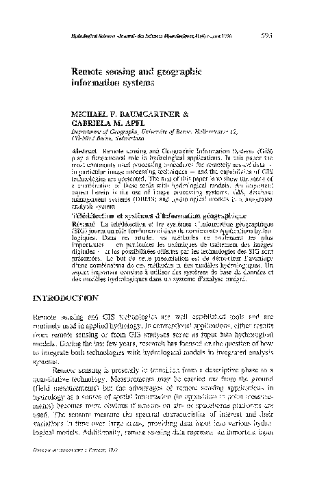 (PDF) Remote Sensing and Geographic Information Systems