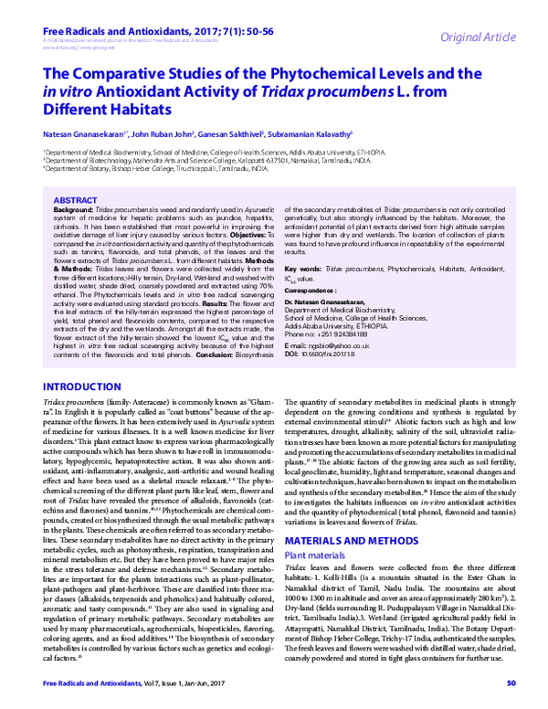 (PDF) The Comparative Studies of the Phytochemical Levels and the in ...