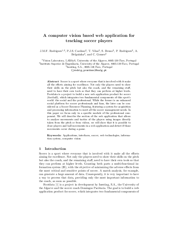 (PDF) A computer vision based web application for tracking soccer players