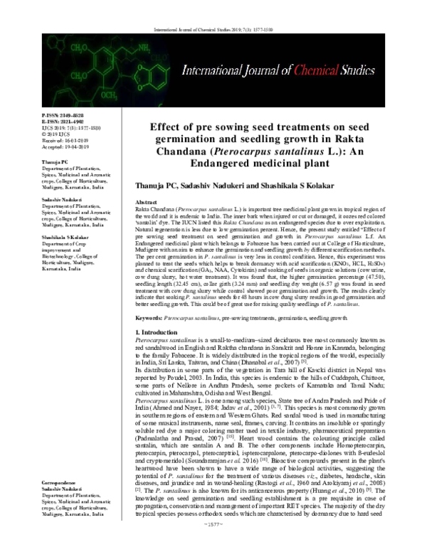 (PDF) Effect of pre sowing seed treatments on seed germination and ...