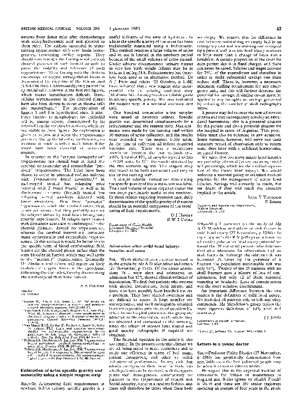 (PDF) Estimation of urine specific gravity and osmolality using a ...