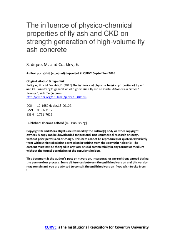 (PDF) The influence of physico-chemical properties of fly ash and CKD ...