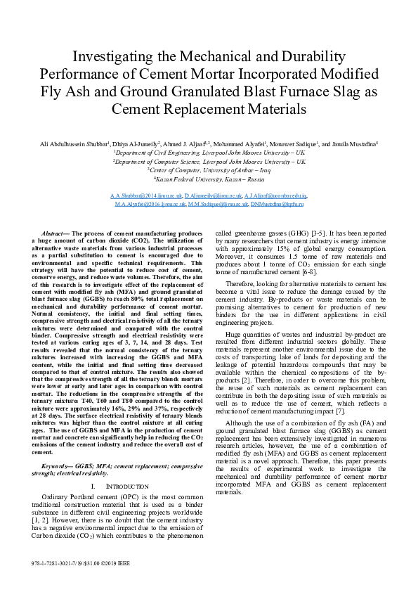 (PDF) Investigating the Mechanical and Durability Performance of Cement ...