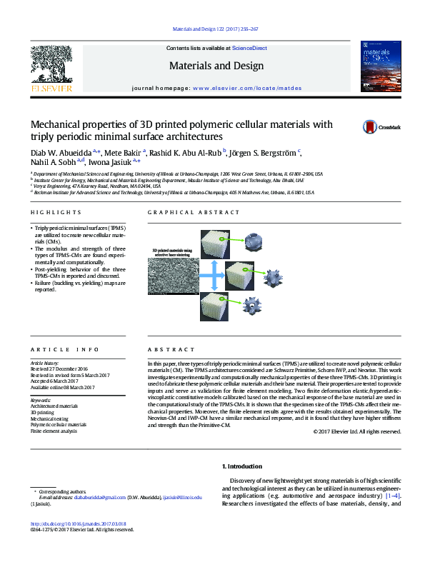 (PDF) Mechanical properties of 3D printed polymeric cellular materials ...