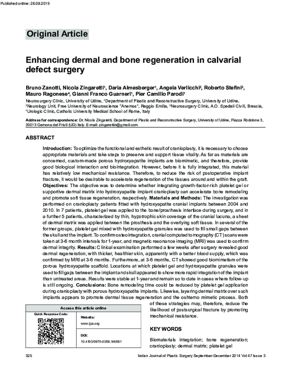 (PDF) Enhancing dermal and bone regeneration in calvarial defect surgery