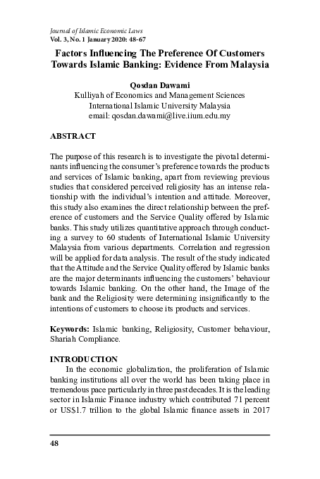 (PDF) Factors Influencing the Preference of Customers Towards Islamic ...
