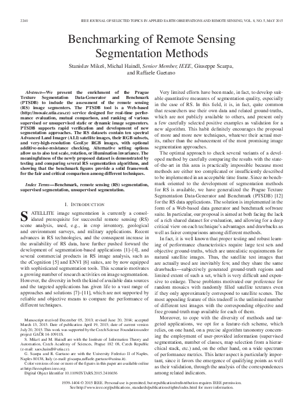 (PDF) Benchmarking of Remote Sensing Segmentation Methods