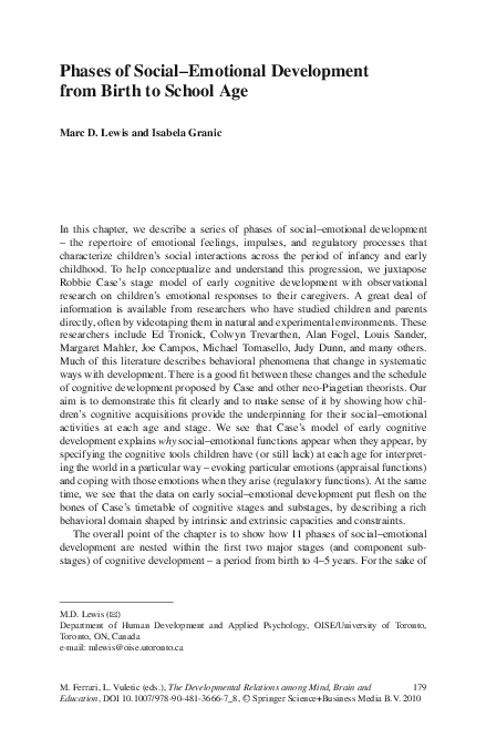 (PDF) Phases of Social–Emotional Development from Birth to School Age