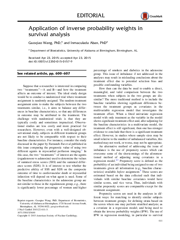 (PDF) Application of inverse probability weights in survival analysis