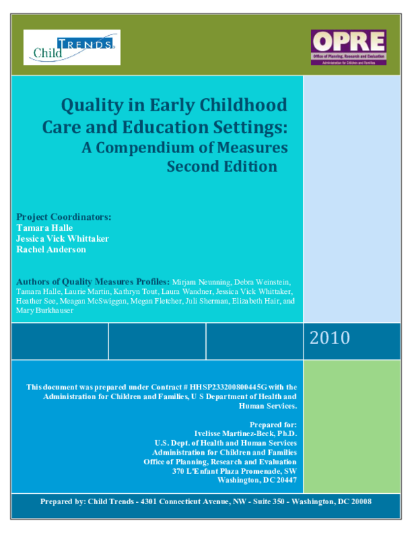 (PDF) Quality in Early Childhood Care and Education Settings: A ...