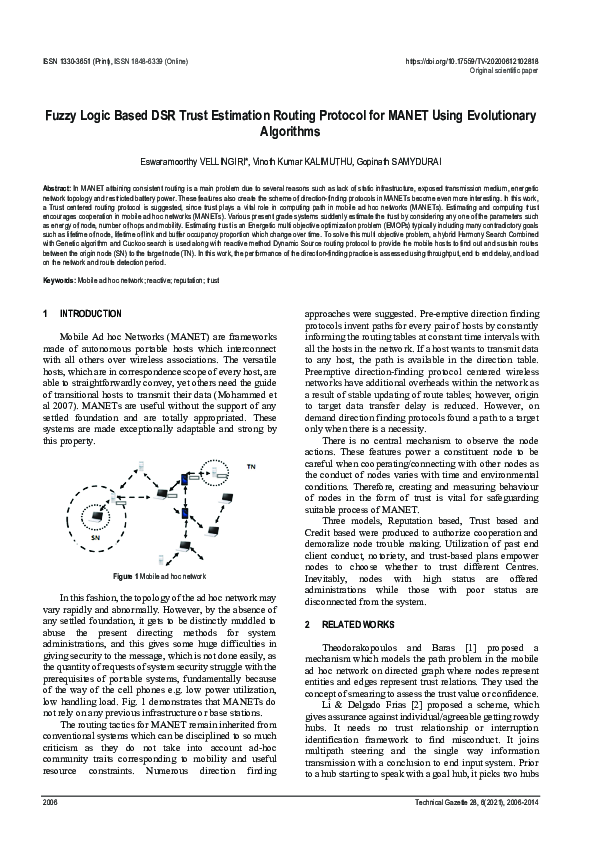 (PDF) Fuzzy Logic Based DSR Trust Estimation Routing Protocol for MANET ...