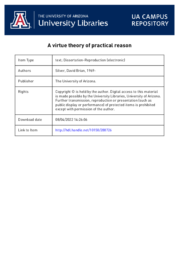 (PDF) A virtue theory of practical reason