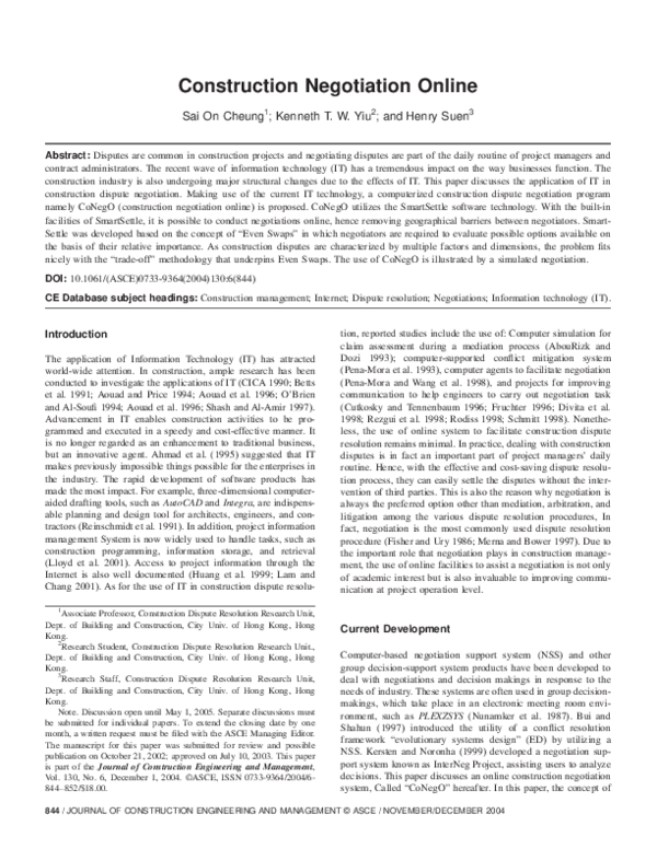 (PDF) Construction Negotiation Online
