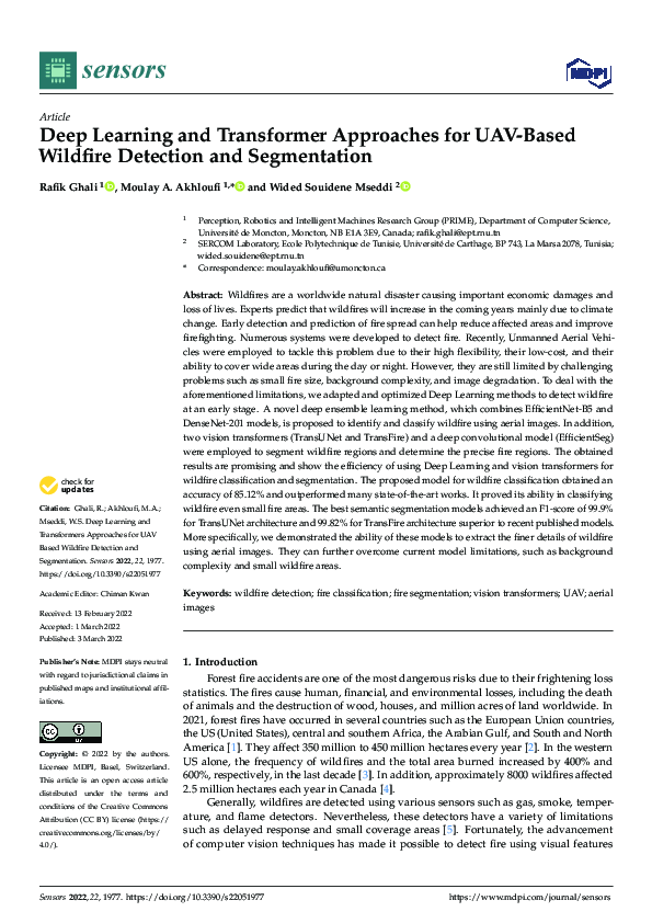 (PDF) Deep Learning and Transformer Approaches for UAV-Based Wildfire ...