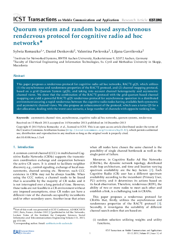 (PDF) Quorum system and random based asynchronous rendezvous protocol ...