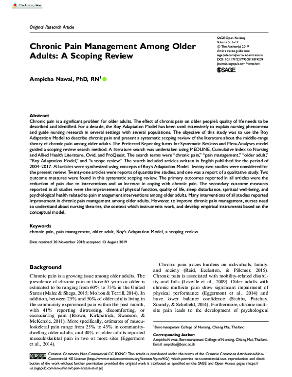 (PDF) Chronic Pain Management Among Older Adults: A Scoping Review