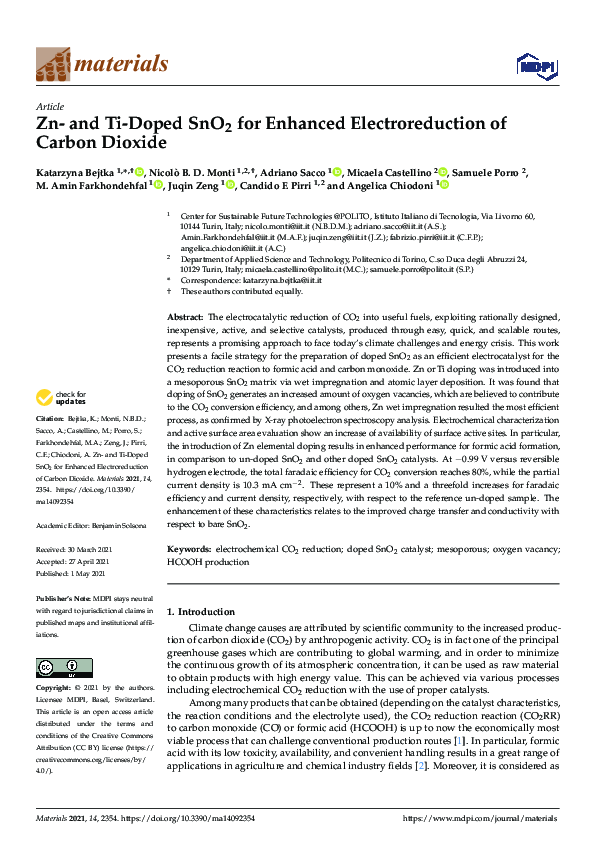 (PDF) Zn- and Ti-Doped SnO2 for Enhanced Electroreduction of Carbon Dioxide