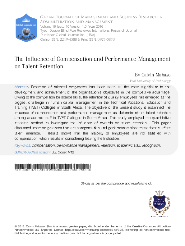 (PDF) The Influence of Compensation and Performance Management on ...