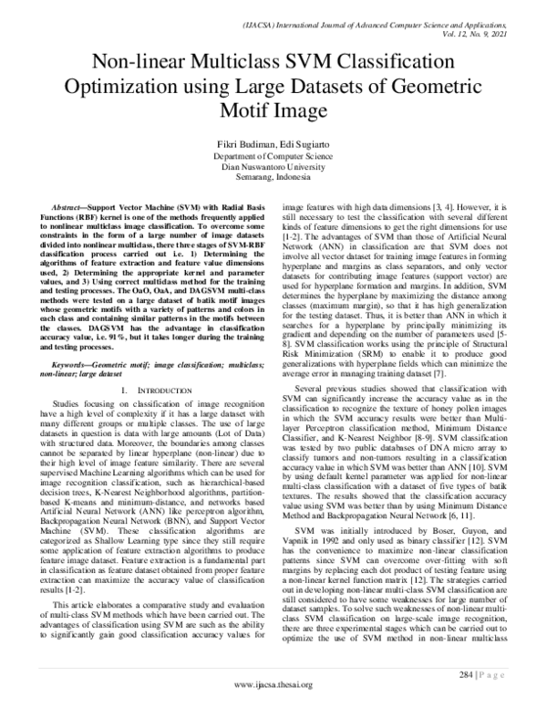 (PDF) Non-linear Multiclass SVM Classification Optimization using Large ...
