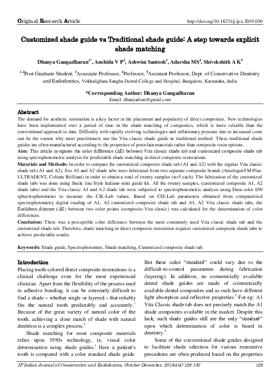 (PDF) Customized shade guide vs Traditional shade guide: A step towards ...