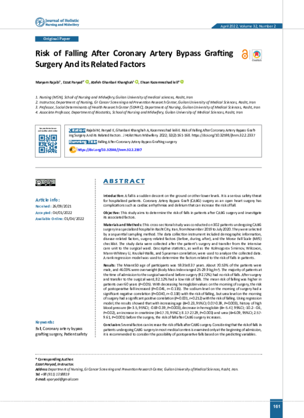 (PDF) Risk of Falling After Coronary Artery Bypass Grafting Surgery And ...