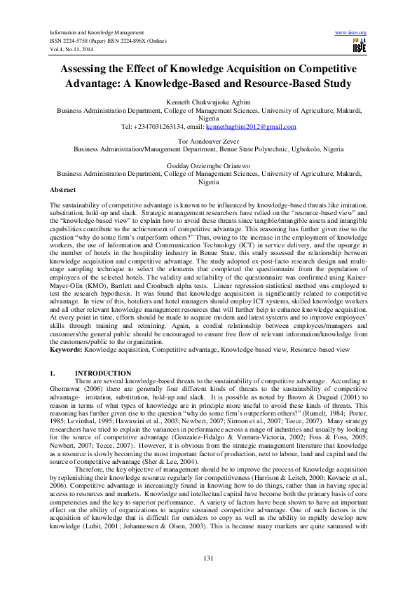 (PDF) Assessing the Effect of Knowledge Acquisition on Competitive ...