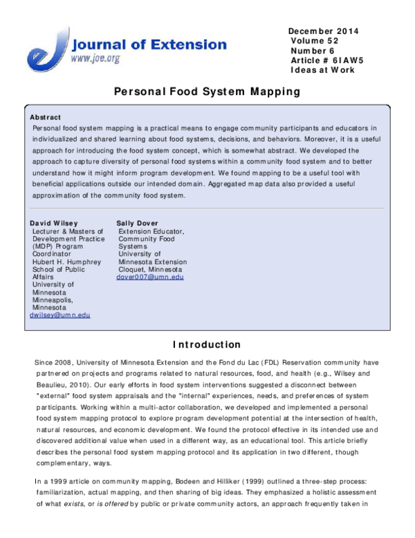 (PDF) Personal Food System Mapping David Wilsey Academia.edu
