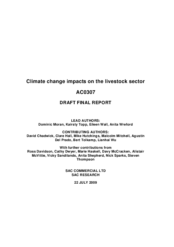 (PDF) Climate change impacts on the livestock sector: AC0307