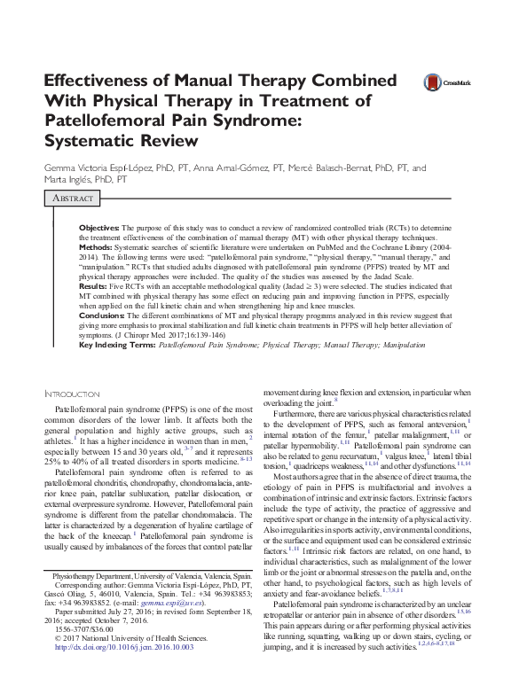(PDF) Effectiveness of Manual Therapy Combined With Physical Therapy in