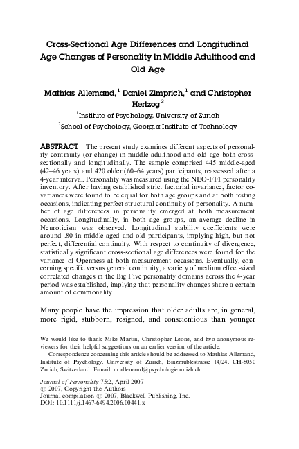(PDF) Cross-Sectional Age Differences and Longitudinal Age Changes of ...