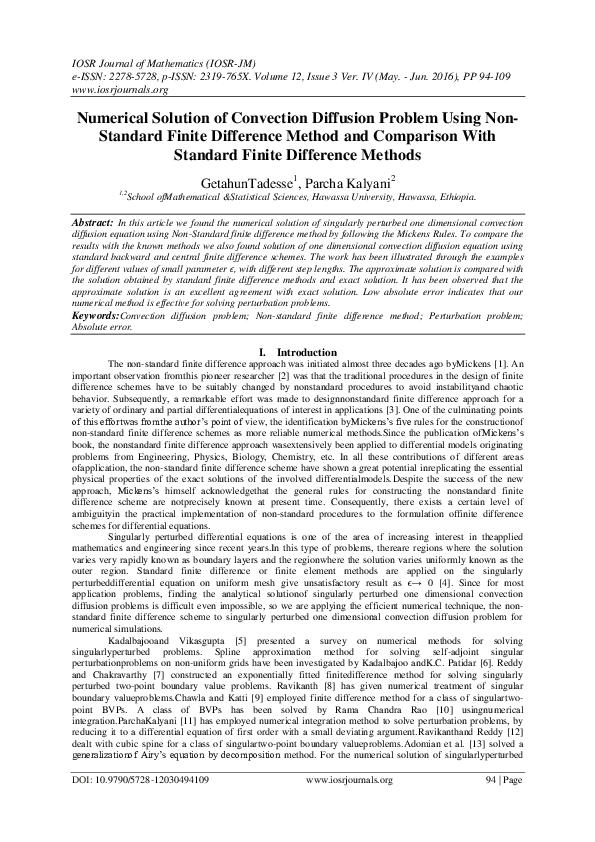 (PDF) Numerical Solution of Convection Diffusion Problem Using Non ...