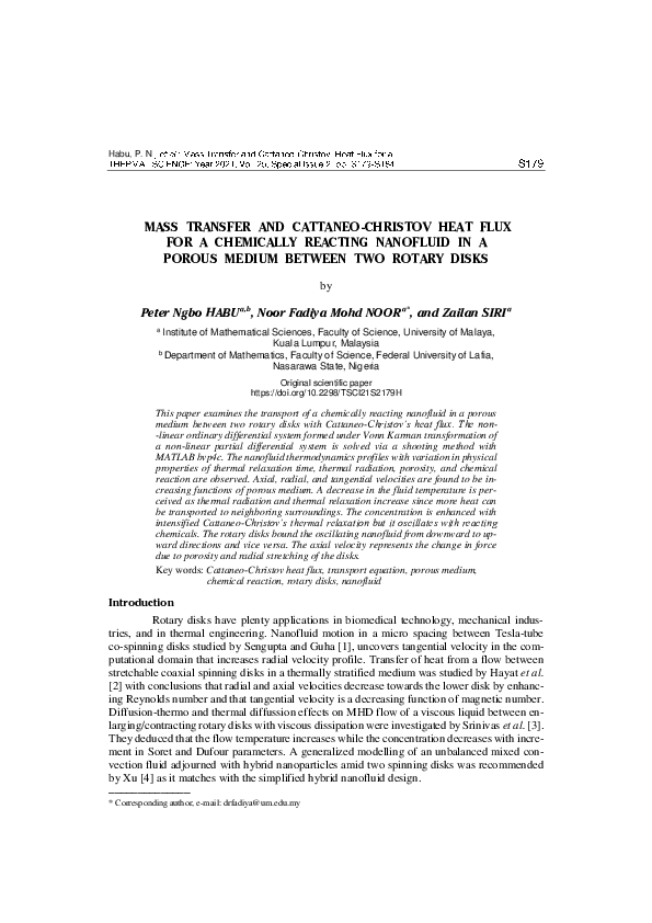 (PDF) Mass transfer and Cattaneo-Christov heat flux for a chemically ...
