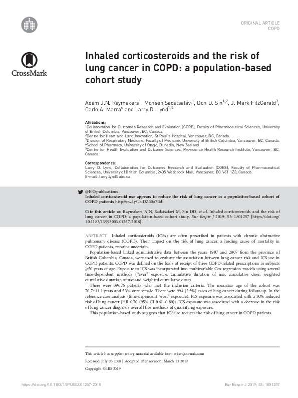 (PDF) Inhaled corticosteroids and the risk of lung cancer in chronic ...