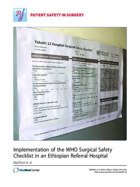 (PDF) Implementation of the WHO Surgical Safety Checklist in an ...