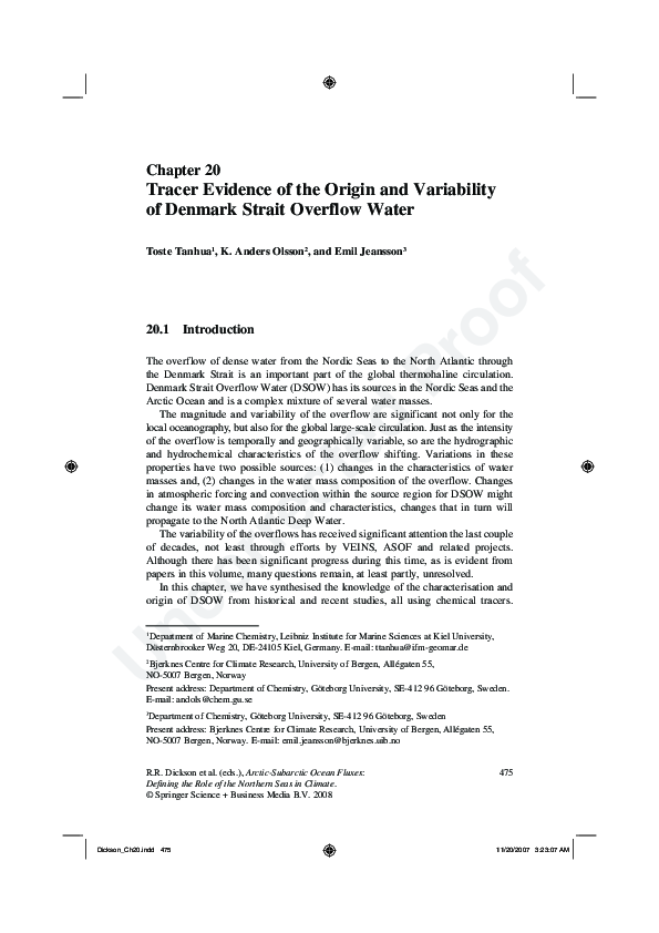 (PDF) Tracer Evidence of the Origin and Variability of Denmark Strait ...