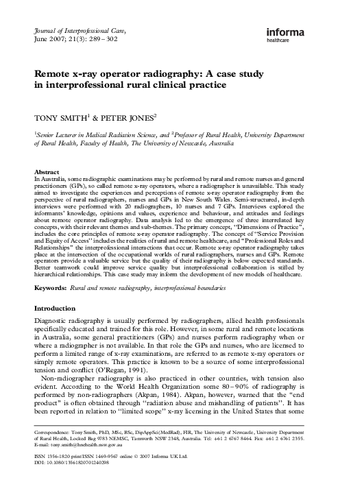 (PDF) Remote x-ray operator radiography: A case study in ...