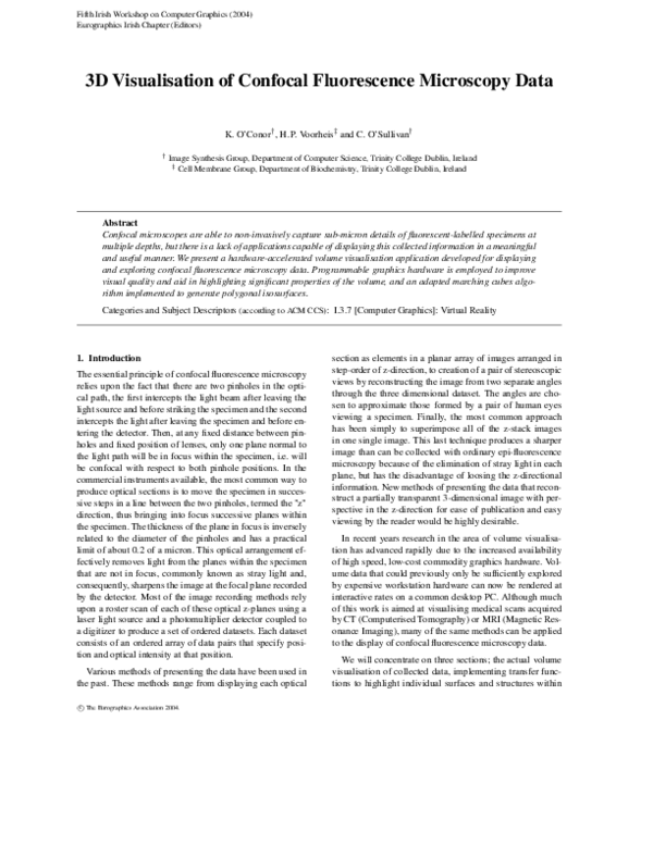 (PDF) 3D Visualisation of Confocal Fluorescence Microscopy Data | Paul ...