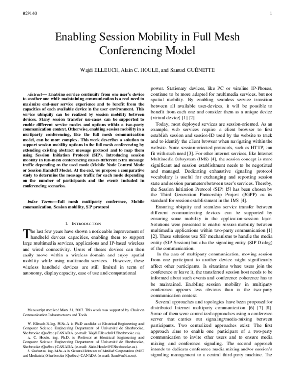 (PDF) Enabling Session Mobility in Full Mesh Conferencing Model