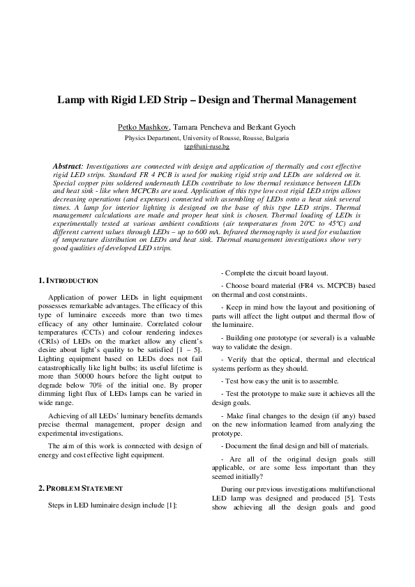 (PDF) Lamp with rigid LED strip - Design and thermal management