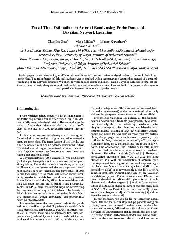 (PDF) Travel time estimation on arterial roads using probe data and ...