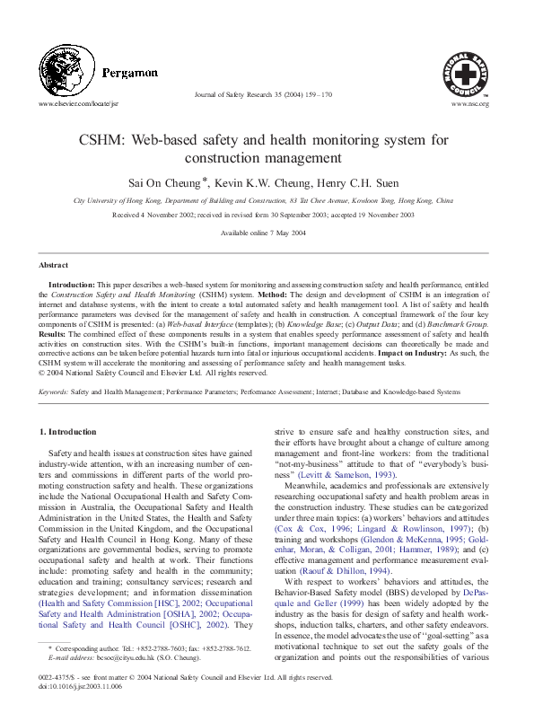 (PDF) CSHM based safety and health monitoring system for