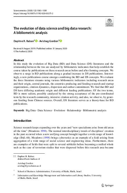 (PDF) The evolution of data science and big data research: A ...