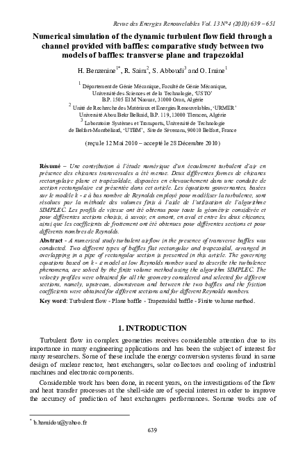 (PDF) Numerical simulation of the dynamic turbulent flow field through ...
