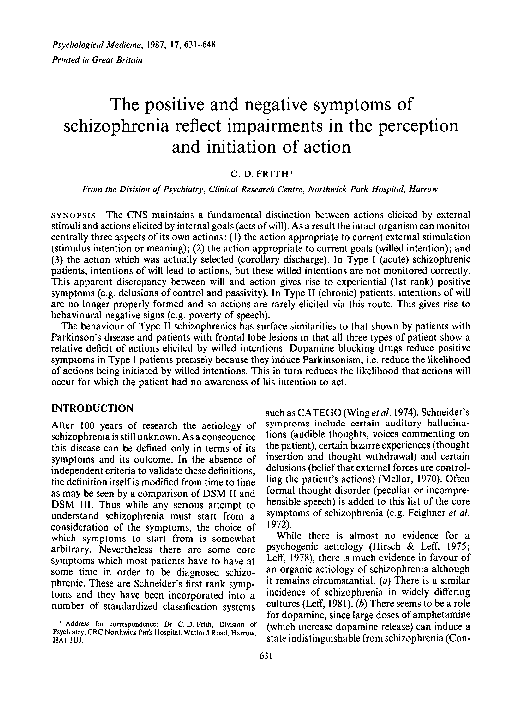  pdf the positive and negative symptoms of schizophrenia reflect
