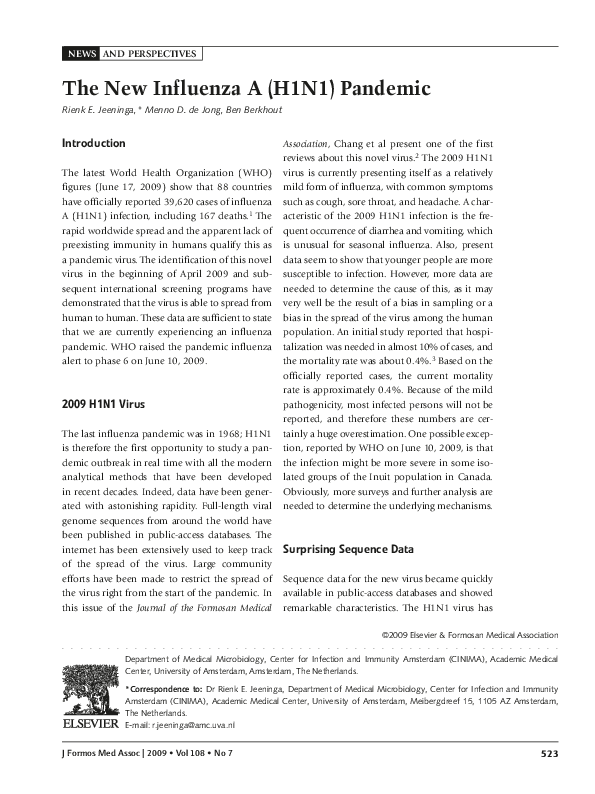 (PDF) The New Influenza A (H1N1) Pandemic