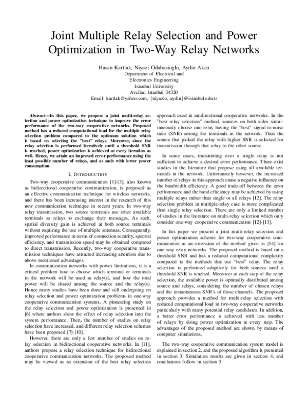 (PDF) Joint multiple relay selection and power optimization in ...