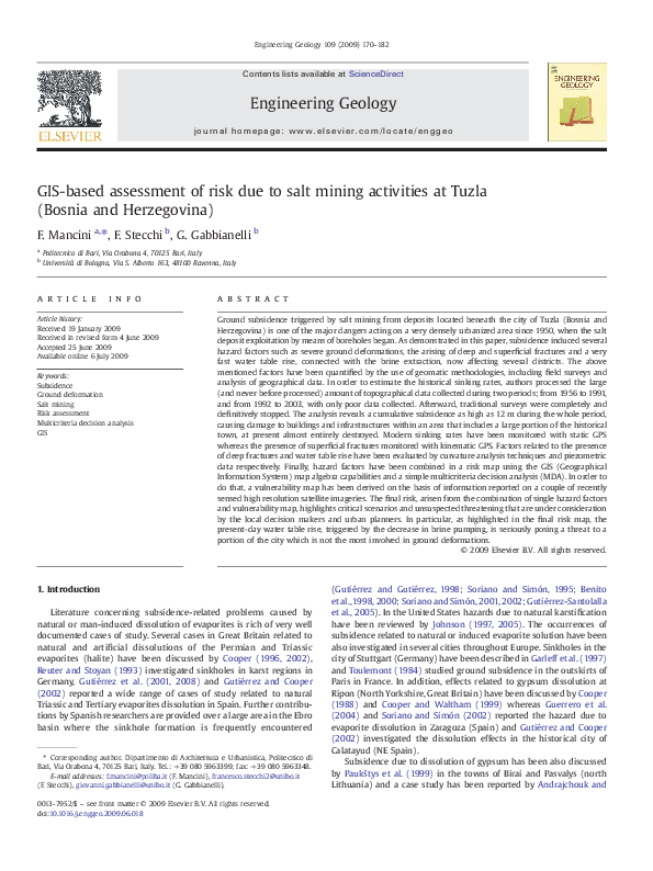 (PDF) GIS-based assessment of risk due to salt mining activities at ...
