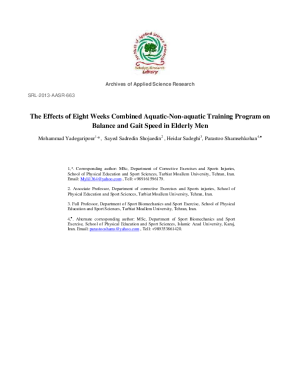 (PDF) The Effects of Eight Weeks Combined Aquatic-Non-aquatic Training ...