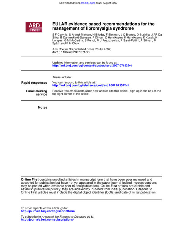 (PDF) EULAR evidence based recommendations for the management of hand ...